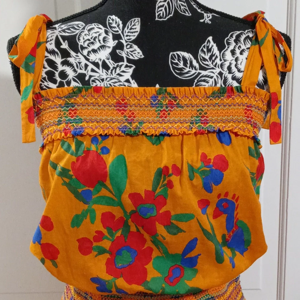 🌞HTF Tory Burch🌞 - Smocked Toucan Floral Cotton Sundress